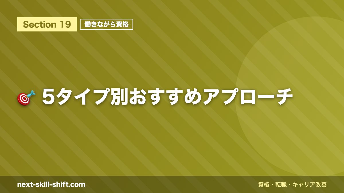 🎯 5タイプ別おすすめアプローチ