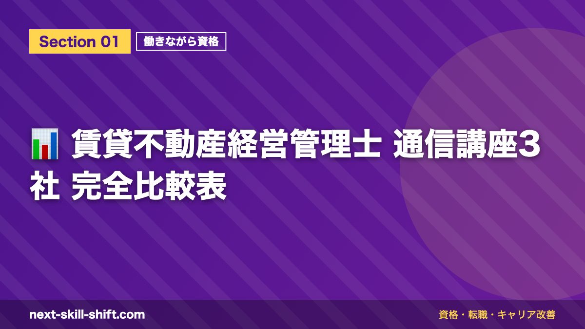 📊 賃貸不動産経営管理士 通信講座3社 完全比較表