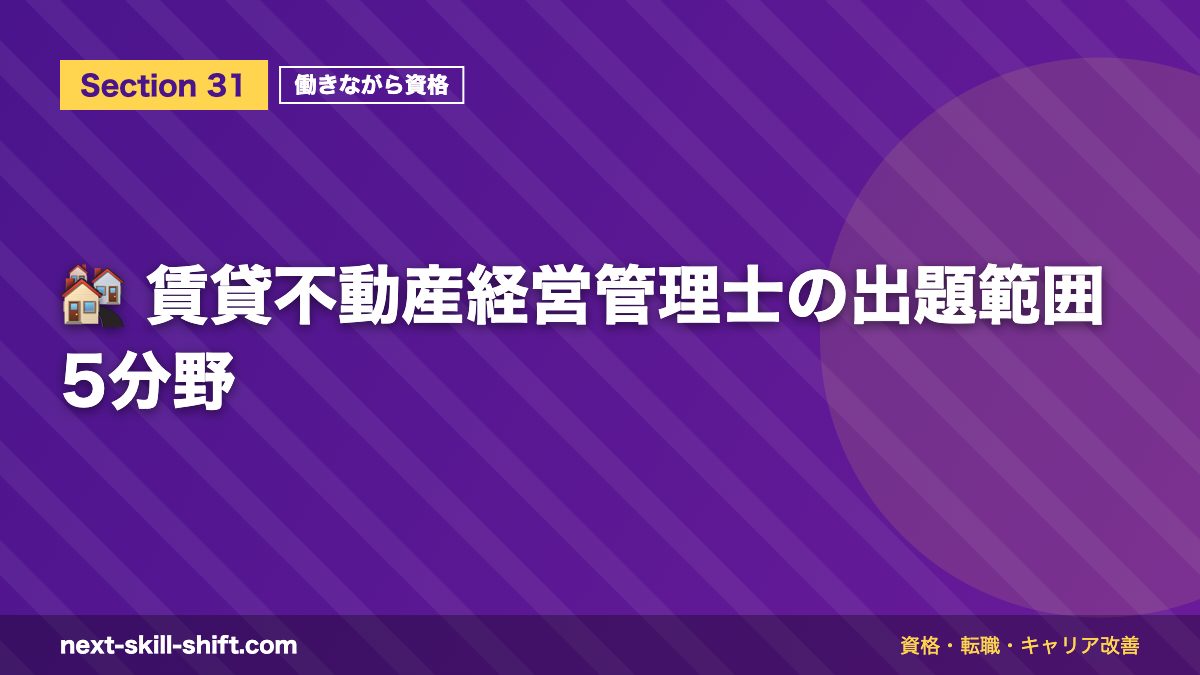 🏘️ 賃貸不動産経営管理士の出題範囲5分野