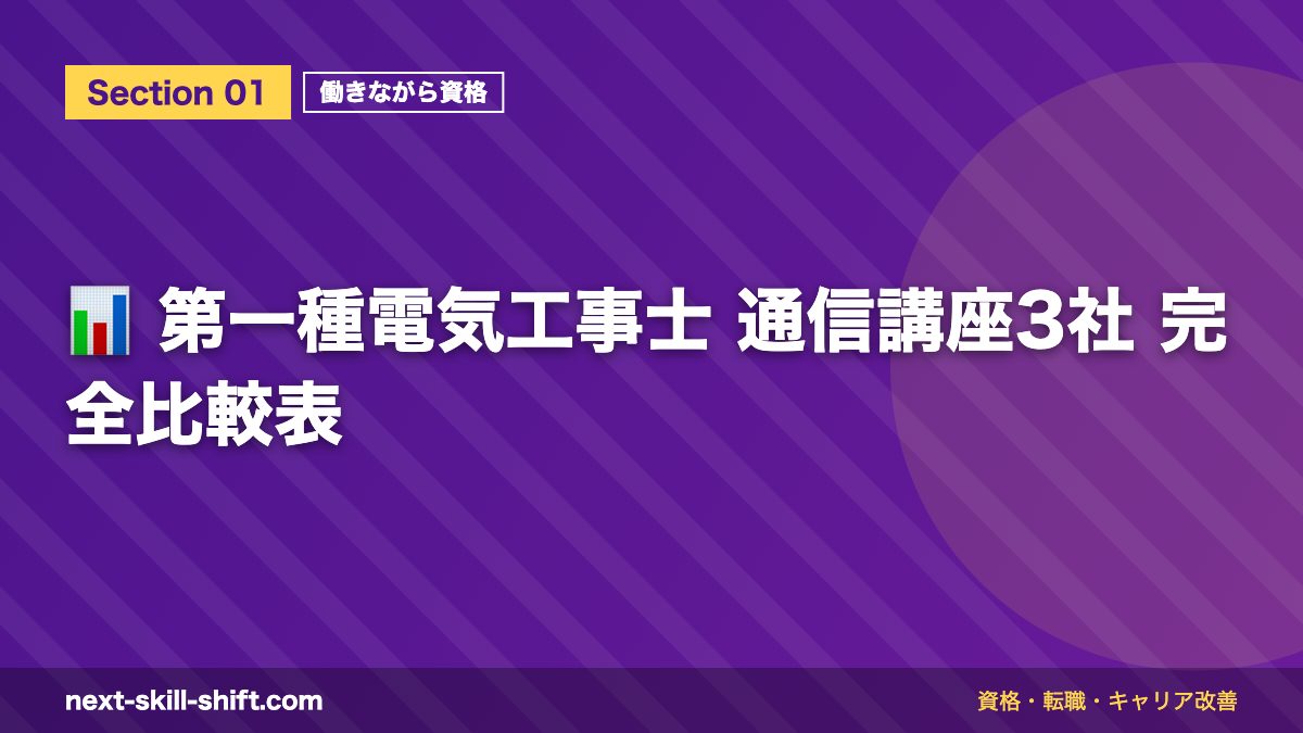 📊 第一種電気工事士 通信講座3社 完全比較表