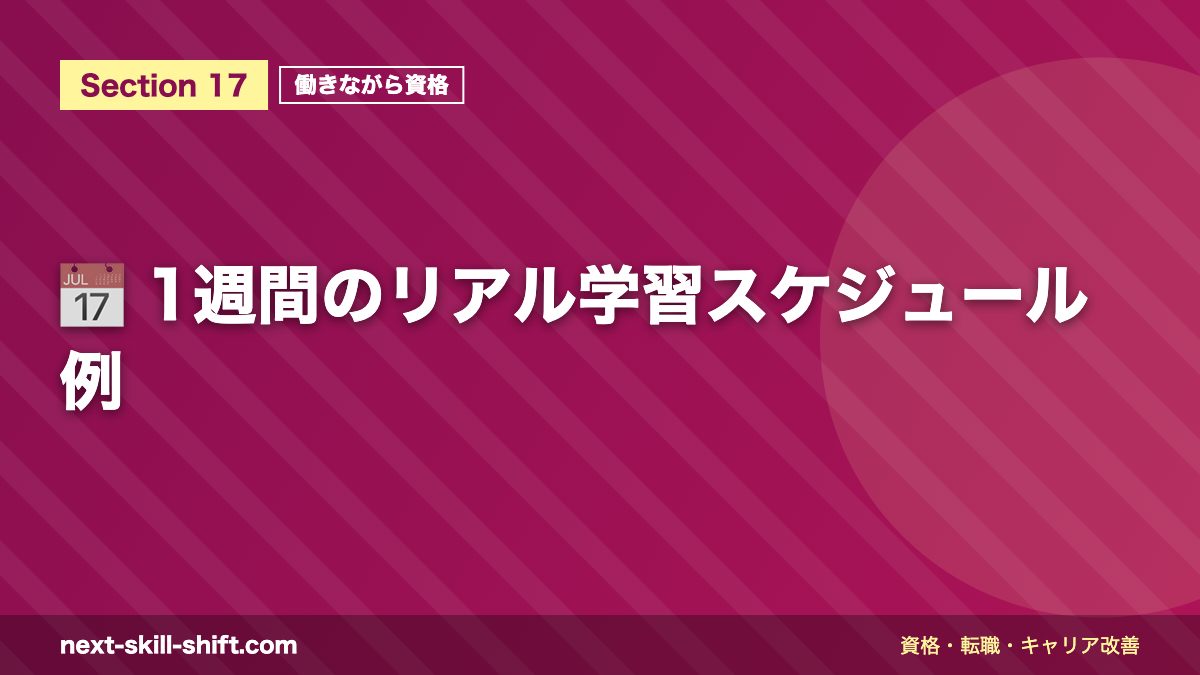 📅 1週間のリアル学習スケジュール例