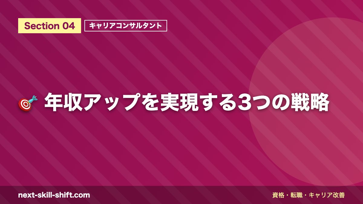🎯 年収アップを実現する3つの戦略
