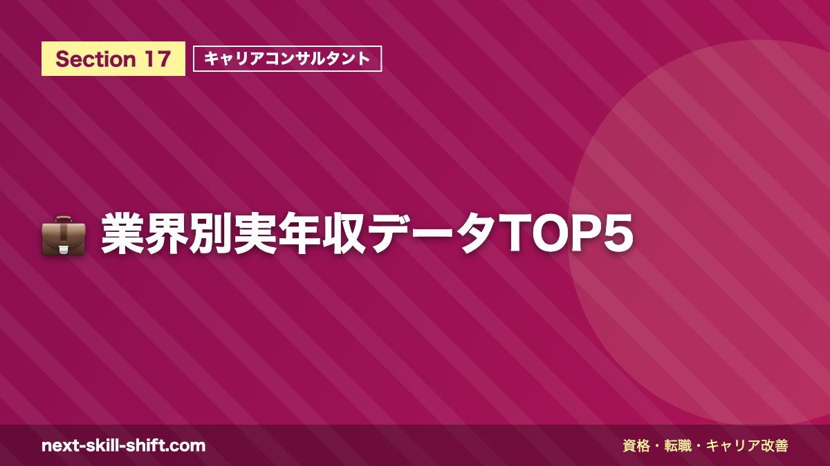 💼 業界別実年収データTOP5