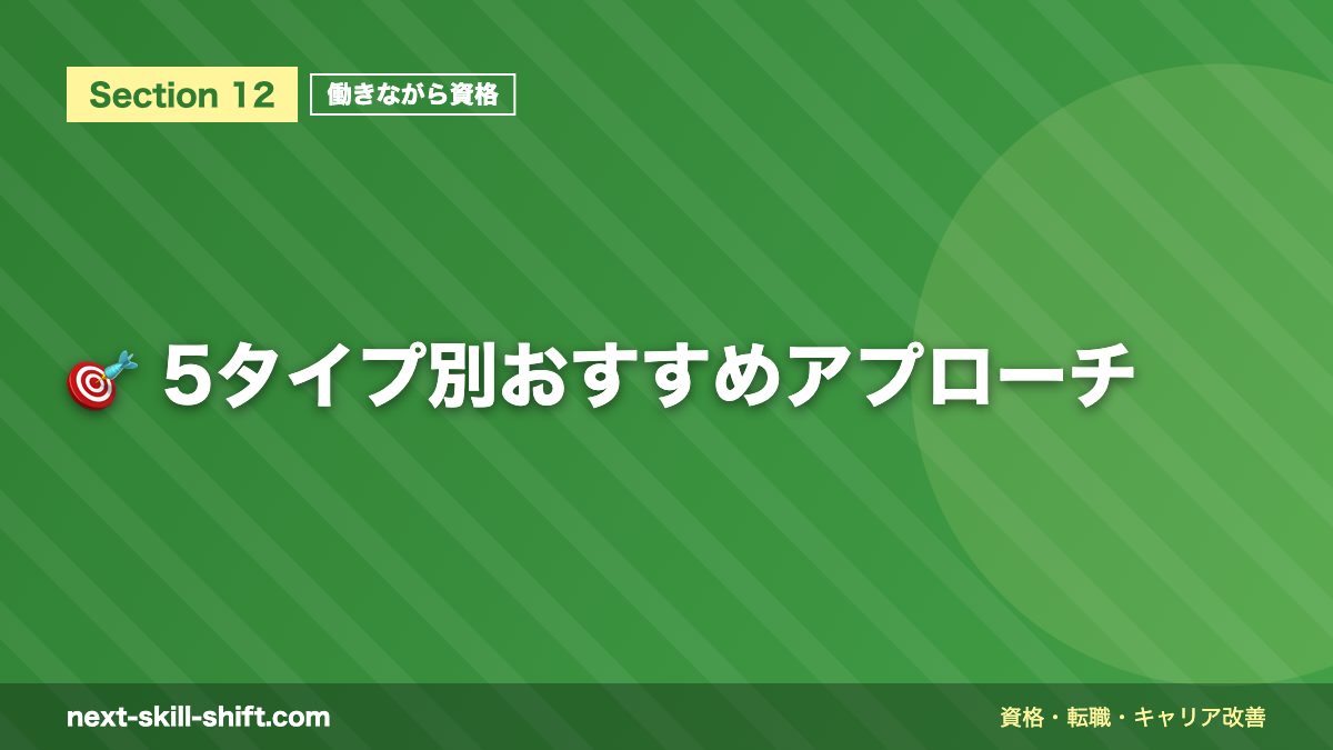 🎯 5タイプ別おすすめアプローチ