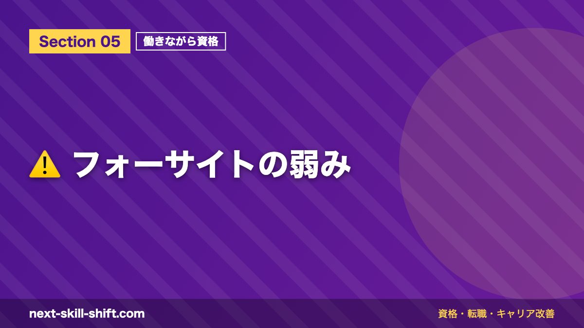⚠️ フォーサイトの弱み