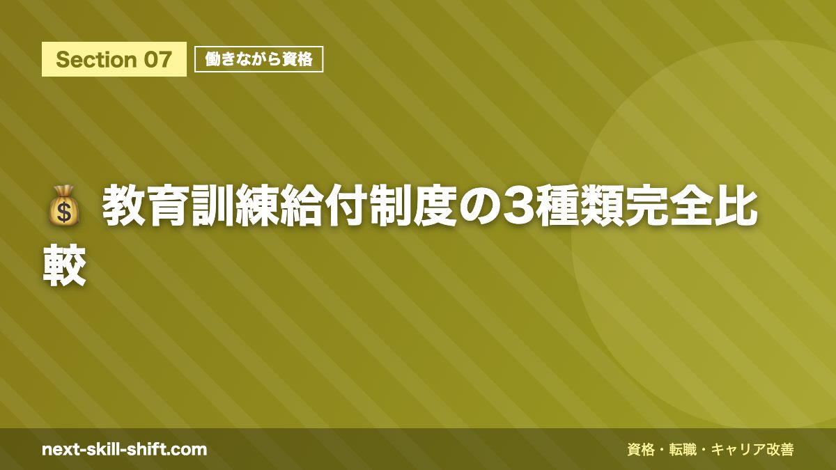 💰 教育訓練給付制度の3種類完全比較
