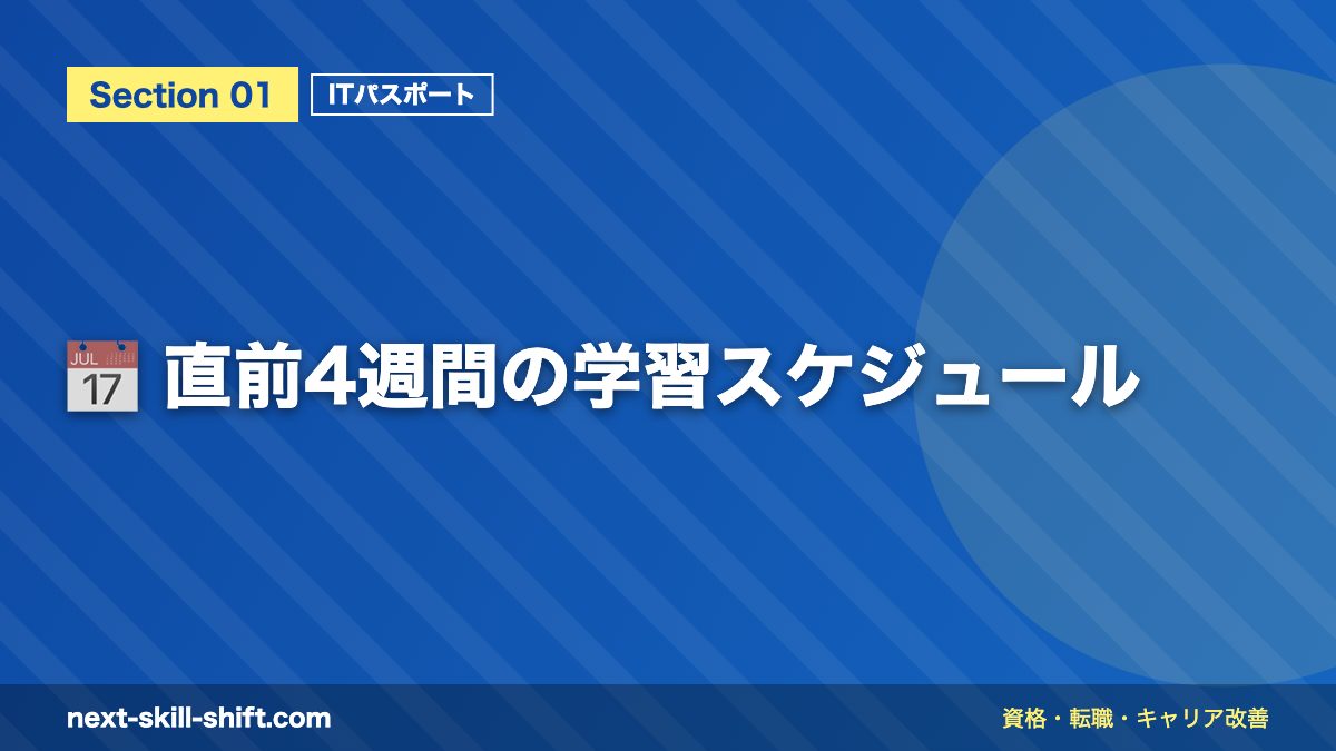📅 直前4週間の学習スケジュール