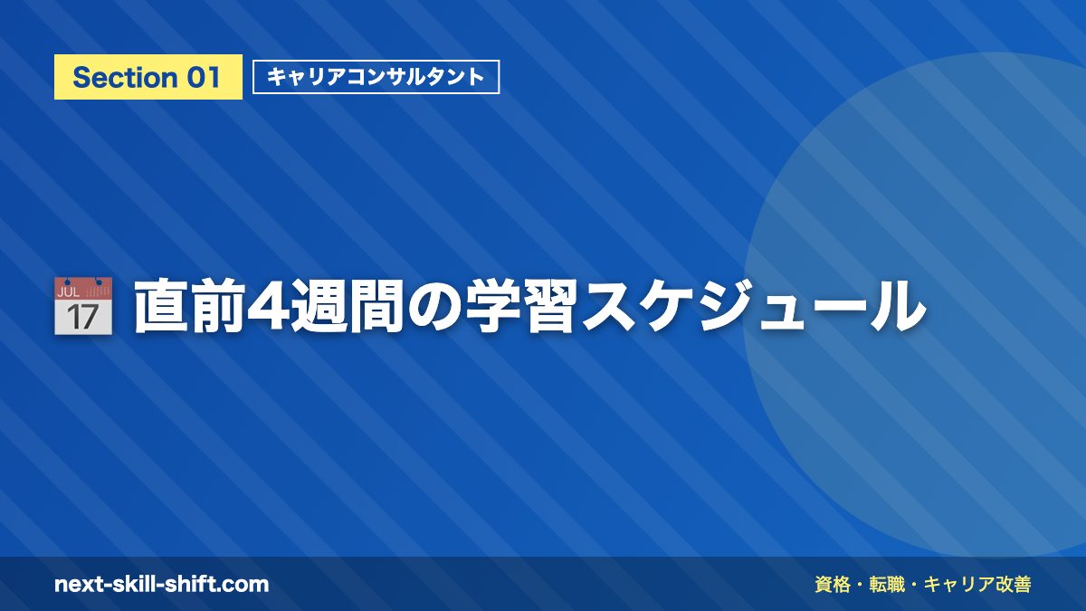 📅 直前4週間の学習スケジュール