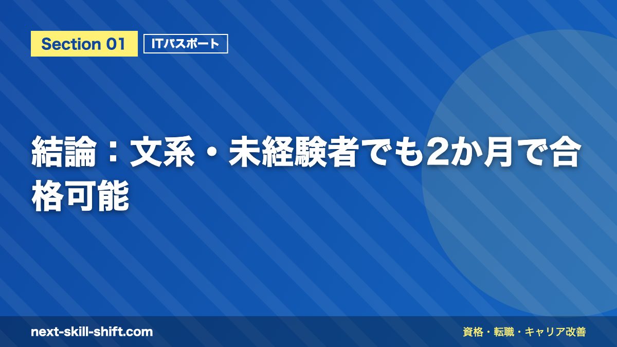 結論:文系・未経験者でも2か月で合格可能