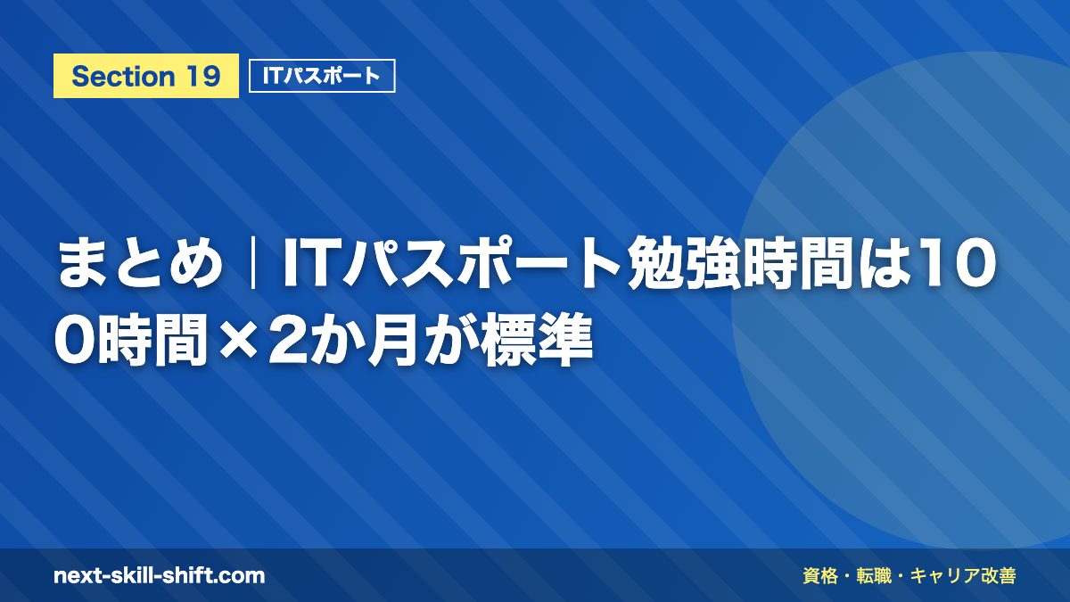 まとめ｜ITパスポート勉強時間は100時間×2か月が標準