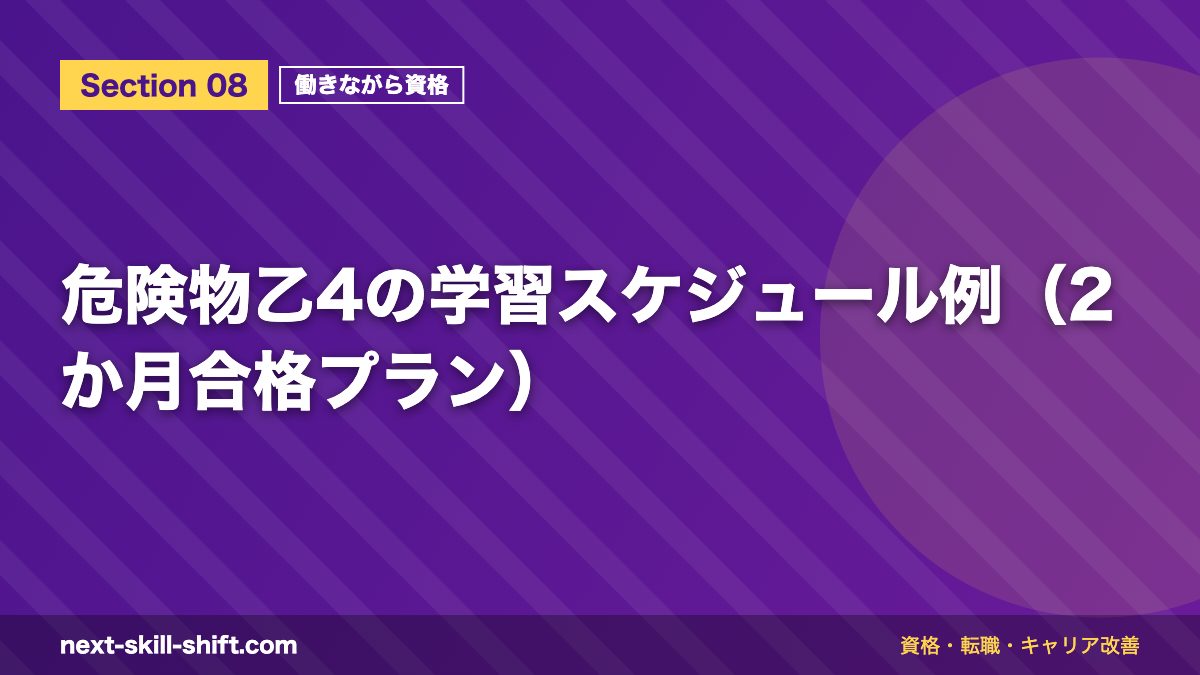 危険物乙4の学習スケジュール例（2か月合格プラン）