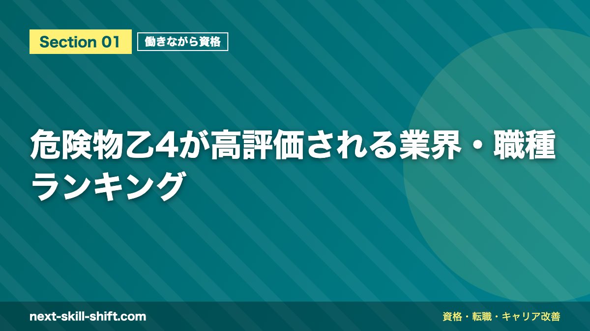 危険物乙4が高評価される業界・職種ランキング