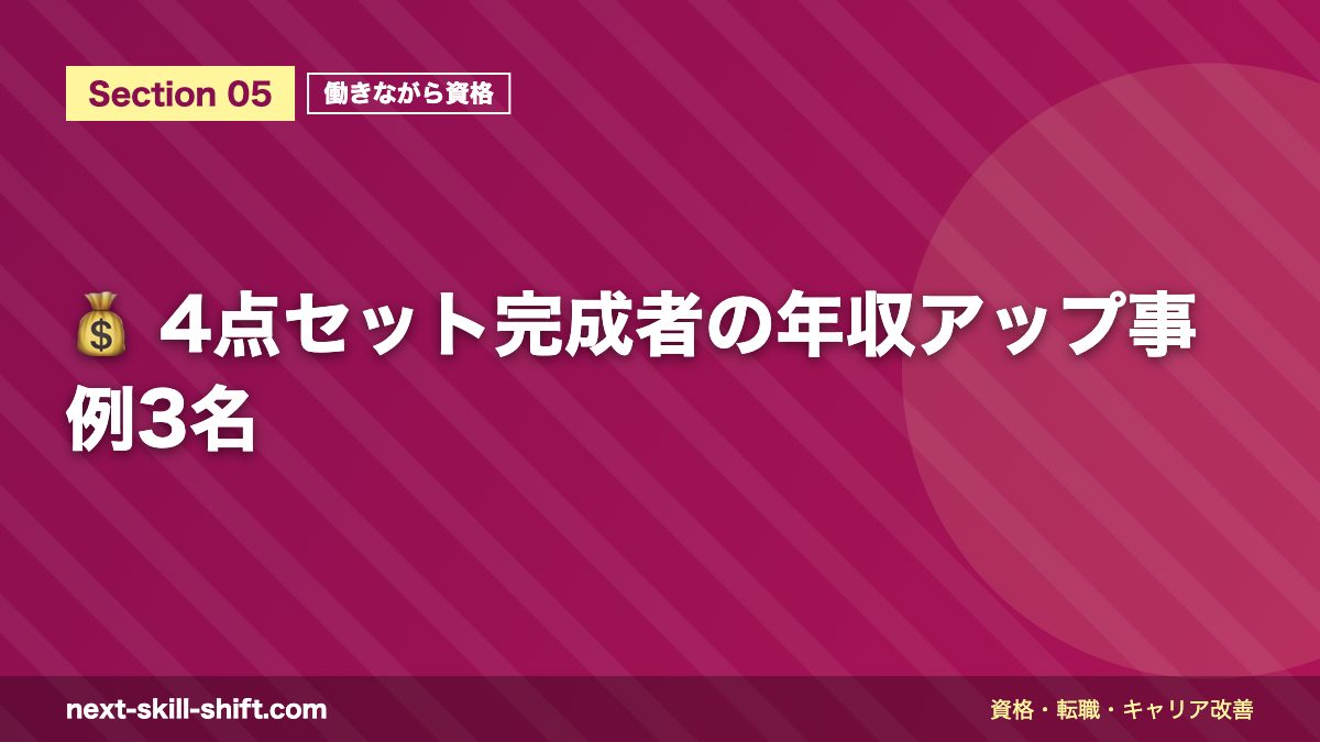 💰 4点セット完成者の年収アップ事例3名