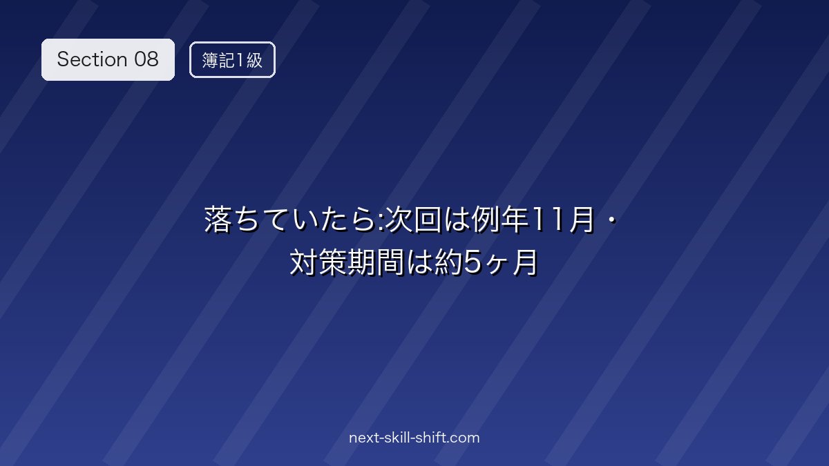 🔄 落ちていたら:次回は例年11月・対策期間は約5ヶ月